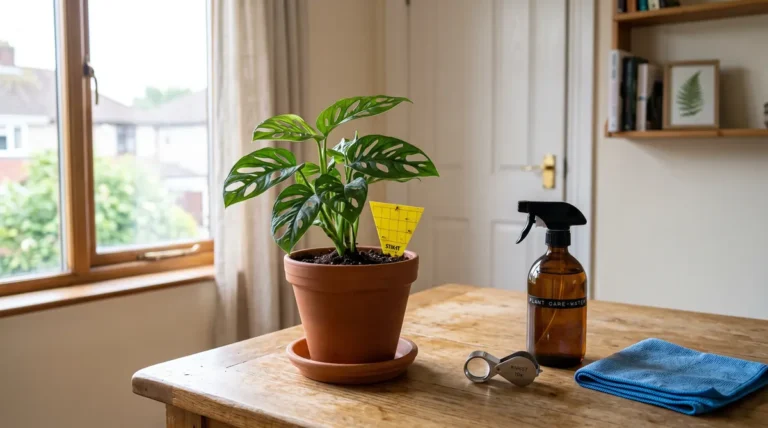 Isolating a newly purchased tropical plant in a separate room for 21 days with active monitoring to prevent hidden pests from spreading.